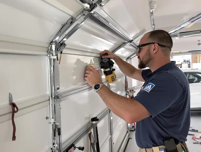 Melbourne Garage Door Repair technician quieting a noisy garage door in Melbourne