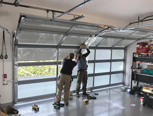 Melbourne Garage Door Repair expert performing precise panel replacement on Melbourne garage door